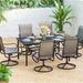 7-Piece Patio Dining Set of 6 Sling Swivel Chairs and a Metal Dining Table