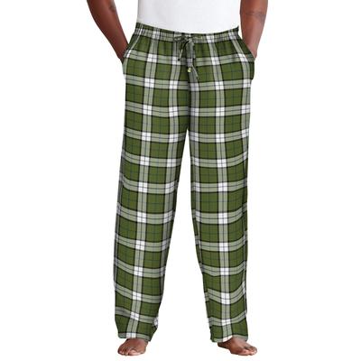 Men's Big & Tall Flannel Plaid Pajama Pants by KingSize in Olive Plaid (Size 4XL) Pajama Bottoms