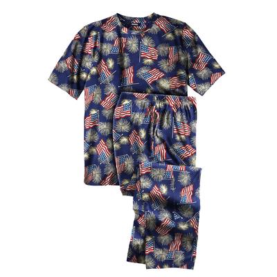 Men's Big & Tall Lightweight Cotton Novelty PJ Set by KingSize in Fireworks (Size 6XL) Pajamas