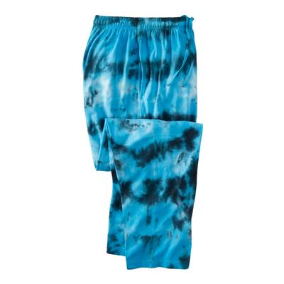 Men's Big & Tall Lightweight Cotton Jersey Pajama Pants by KingSize in Electric Turquoise Marble (Size 2XL)