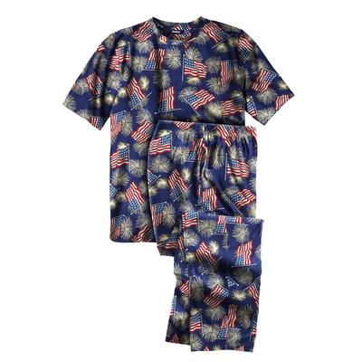 Men's Big & Tall Lightweight Cotton Novelty PJ Set by KingSize in Fireworks (Size L) Pajamas