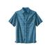 Men's Big & Tall Easy Care Woven Sport Shirt by KingSize in Blue Geo (Size 6XL)