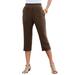 Plus Size Women's Soft Knit Capri Pant by Roaman's in Chocolate (Size 4X)