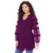 Plus Size Women's Ruffle Blouse by Roaman's in Dark Berry Polka Dots (Size 24 W)