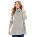 Plus Size Women's Button-Neck Waffle Knit Sweater by Woman Within in Heather Grey (Size 4X) Pullover