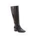 Wide Width Women's The Emerald Wide Calf Boot by Comfortview in Black Croco (Size 8 1/2 W)