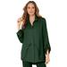 Plus Size Women's Georgette Overlay Big Shirt by Roaman's in Midnight Green (Size 16 W) Long Shirt Blouse