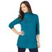 Plus Size Women's Cotton Cashmere Turtleneck by Jessica London in Deep Teal (Size 34/36) Sweater