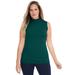 Plus Size Women's Fine Gauge Mockneck Sweater by Jessica London in Emerald Green (Size 22/24) Sleeveless Mock Turtleneck