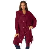 Plus Size Women's Fringe Cardigan by Jessica London in Rich Burgundy (Size M)