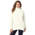 Plus Size Women's Cable Turtleneck Sweater by Jessica London in Ivory (Size 26/28)