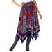 Plus Size Women's Handkerchief Hem Skirt by Roaman's in American Floral Scarf (Size 42 T)
