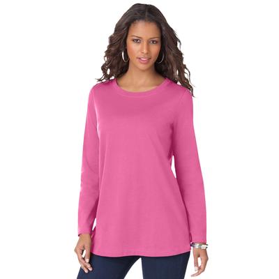Plus Size Women's Long-Sleeve Crewneck Ultimate Tee by Roaman's in Vintage Rose (Size L) Shirt