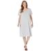 Plus Size Women's Perfect Short-Sleeve V-Neck Tee Dress by Woman Within in Heather Grey (Size 6X)