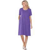 Plus Size Women's Perfect Short-Sleeve Crewneck Tee Dress by Woman Within in Petal Purple (Size 1X)