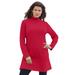 Plus Size Women's Mockneck Ultimate Tunic by Roaman's in Classic Red (Size M) 100% Cotton Mock Turtleneck