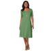 Plus Size Women's Square Neck Midi Dress by Jessica London in Olive Drab (Size 14/16)