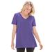 Plus Size Women's Perfect Short-Sleeve V-Neck Tee by Woman Within in Petal Purple (Size 4X) Shirt