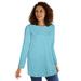 Plus Size Women's Perfect Long-Sleeve Crewneck Tunic by Woman Within in Seamist Blue (Size 14/16)