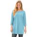 Plus Size Women's Perfect Three-Quarter-Sleeve Scoopneck Tunic by Woman Within in Seamist Blue (Size 3X)