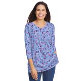 Plus Size Women's Perfect Printed Three-Quarter Sleeve V-Neck Tee by Woman Within in French Blue Pretty Floral (Size 22/24) Shirt