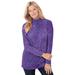 Plus Size Women's Perfect Printed Long-Sleeve Mockneck Tee by Woman Within in Petal Purple Floral Paisley (Size L) Shirt