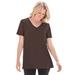 Plus Size Women's Perfect Short-Sleeve V-Neck Tee by Woman Within in Chocolate (Size 3X) Shirt