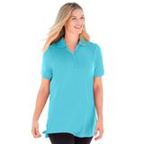 Plus Size Women's Perfect Short-Sleeve Polo Shirt by Woman Within in Seamist Blue (Size L)