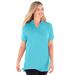 Plus Size Women's Perfect Short-Sleeve Polo Shirt by Woman Within in Seamist Blue (Size L)