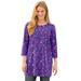 Plus Size Women's Perfect Printed Three-Quarter-Sleeve Scoopneck Tunic by Woman Within in Petal Purple Pretty Floral (Size 5X)