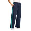 Plus Size Women's Side Stripe Cotton French Terry Straight-Leg Pant by Woman Within in Navy Waterfall (Size 30/32)