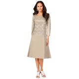 Plus Size Women's Embellished Lace & Chiffon Dress by Roaman's in Sparkling Champagne (Size 32 W) Formal Evening