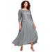 Plus Size Women's Lace Popover Dress by Roaman's in Gunmetal (Size 24 W)