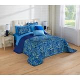 BH Studio Reversible Quilted Bedspread by BH Studio in Navy Paisley (Size QUEEN)