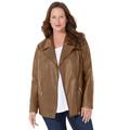 Plus Size Women's Faux Leather Moto Jacket by Catherines in Toffee (Size 3XWP)