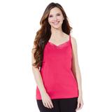 Plus Size Women's Suprema® Cami With Lace by Catherines in Pink Burst (Size 3X)