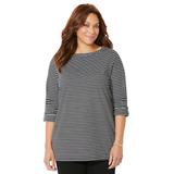 Plus Size Women's Suprema® Boatneck Tunic Top by Catherines in Black Stripe (Size 0X)