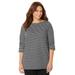 Plus Size Women's Suprema® Boatneck Tunic Top by Catherines in Black Stripe (Size 3X)