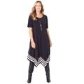 Plus Size Women's Stoneywood Stripe A-Line Dress (With Pockets) by Catherines in Black Stripe (Size 0XWP)