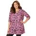 Plus Size Women's UPTOWN TUNIC BLOUSE by Catherines in Berry Pink Painterly Paisley (Size 1XWP)