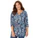 Plus Size Women's Seasonless Swing Tunic by Catherines in Navy Paisley (Size 5X)