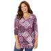 Plus Size Women's Seasonless Swing Tunic by Catherines in Berry Pink Medallion (Size 6X)