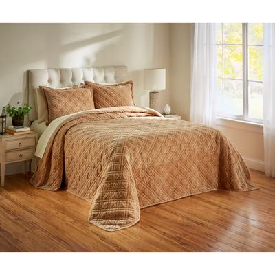 Velvet Diamond Quilted Bedspread by BrylaneHome in Almond (Size TWIN)