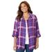 Plus Size Women's Buttonfront Plaid Tunic by Catherines in Berry Pink Plaid (Size 2X)