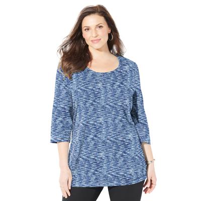 Plus Size Women's Active Slub Scoopneck Tee by Catherines in Navy Space Dye (Size 2X)