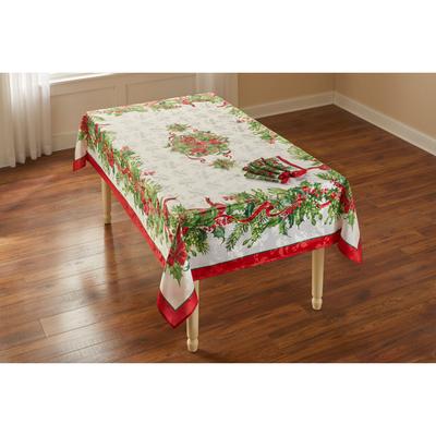 Holly Ribbon Tablecloth 60" x 120" by BrylaneHome in Multi