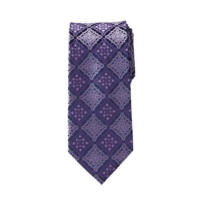 Men's Big & Tall KS Signature Extra Long Classic Fancy Tie by KS Signature in Soft Purple Medallion Necktie