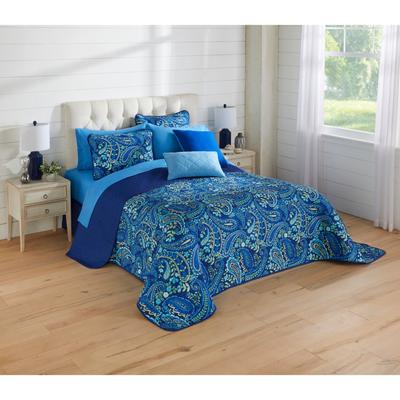 BH Studio Reversible Quilted Bedspread by BH Studio in Navy Paisley (Size FULL)