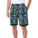 Men's Big & Tall Layered Look Lightweight Jersey Shorts by KingSize in Camo (Size L)