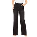 Plus Size Women's Invisible Stretch® Contour Wide-Leg Jean by Denim 24/7 in Black Denim (Size 38 T)